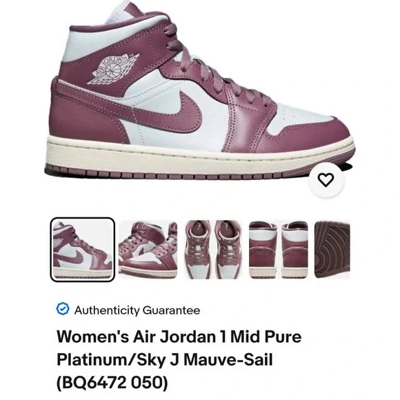 Jordan Air Jordan 1 Mid Women Size 10.5 - Picture 3 of 5